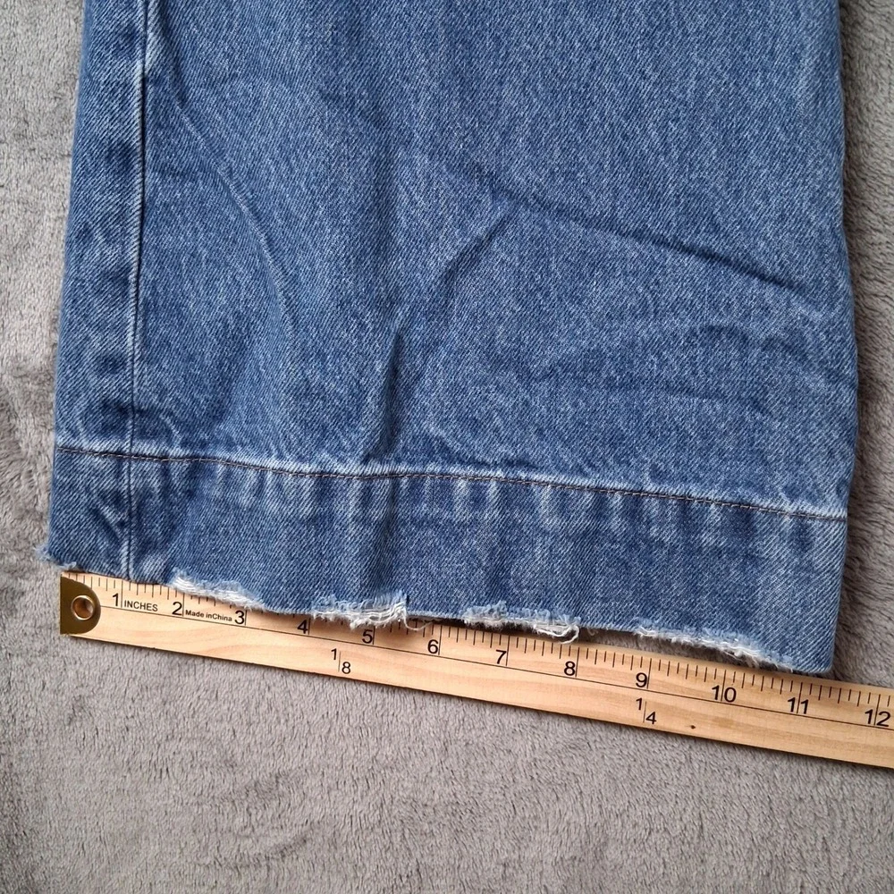 Express 70s Flare Mid Rise Jeans Blue Women Size 4R 007151711 Distressed Hem
